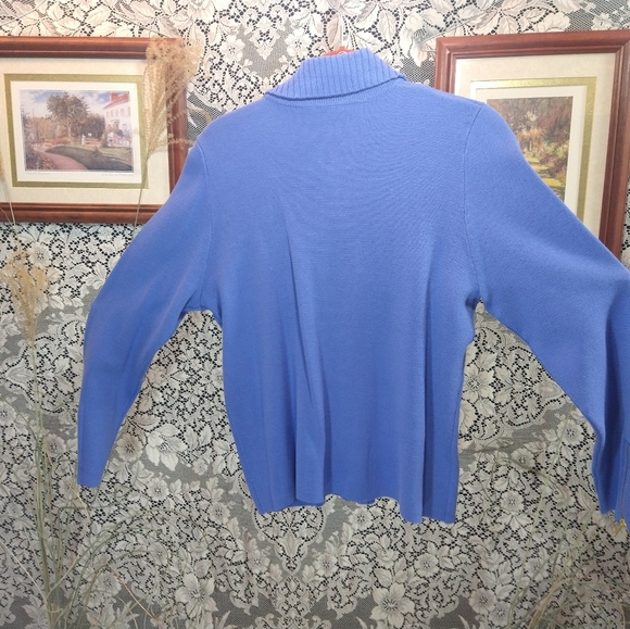Louis Dell Olio bright blue sweater heavy knit with ribbed collar zippered cuffs - Picture 4 of 6